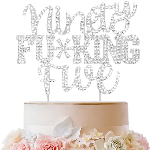 Miniatura 42 de LINGTEER Veintiún divertidos adornos dorados para tartas con diamantes de imitación – Saludos a los 21 años de edad, decoración de centros de mesa