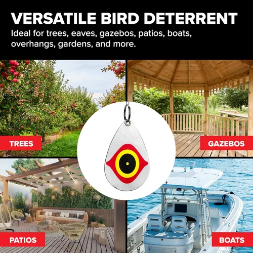 Miniatura 6 de Bird B Gone - Desviadores reflectantes para pájaros - Juego de 5 - Papel de aluminio disuasorio imita los ojos de depredador - Asusta a los pájaros