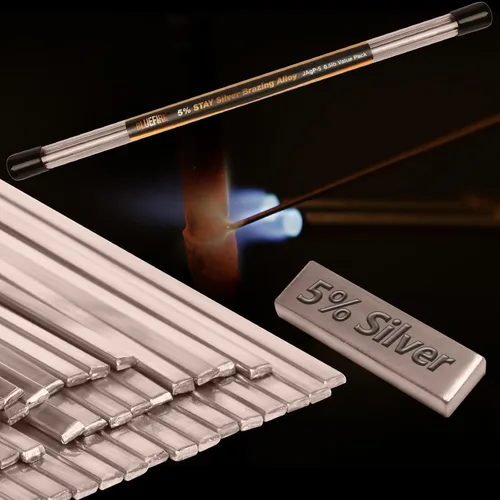 Miniatura 2 de Paquete económico de 1 libra BLUEFIRE JAgP-5 5% plata Phos cobre soldadura aleaciones industria BCuP-3 0.050 x 1/8 x 19.25 pulgadas equivalente a