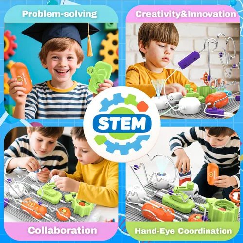 Miniatura 3 de SMILESSKIDDO Kits de ciencia para niños Juguetes STEM para niños, kit de exploración electrónica, más de 300 proyectos, 16 piezas de circuito
