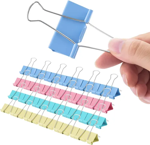 Miniatura 10 de Paquete de 12 clips extra grandes de 2 pulgadas, colores surtidos, clips de papel jumbo de colores, abrazaderas de papel grandes, clips de carpeta