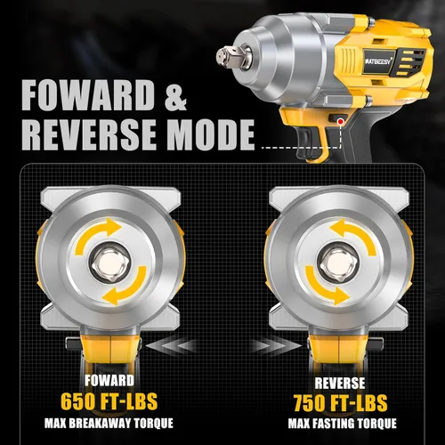 Miniatura 7 de NATBEESY Llave de impacto compatible con batería DeWalt 20V MAX: destornillador de anillo de cerdo de 1/2 pulgada - 1000N.m (750 pies-libras)
