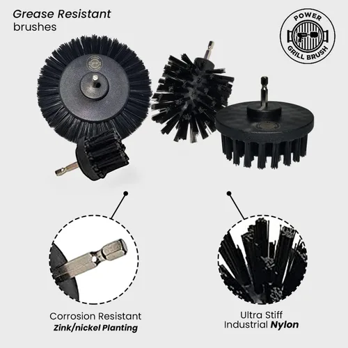 Miniatura 7 de Power Grill Brush - Kit de limpieza para barbacoa de 5 piezas - Cerdas seguras de nailon, sin alambre, seguro para todas las rejillas, acero