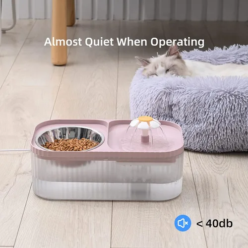 Miniatura 5 de Fuente de agua para gatos y cuenco de alimentos, dispensador de agua ultra silencioso para mascotas de 3L/101oz con bomba inteligente y 3 filtros