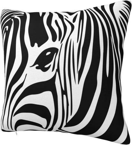 Miniatura 2 de Fundas de almohada de cebra blanca y negra de 18 x 18 pulgadas, funda de almohada para sofá, cama, decoración del hogar