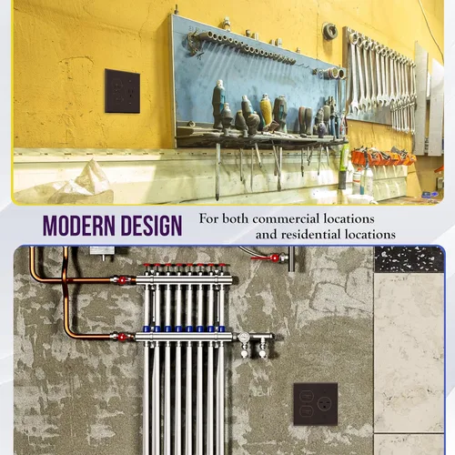 Miniatura 5 de ENERLITES Combinación de salida dúplex / receptáculo individual de 1.406 pulgadas, cubierta de placa de pared con orificio, tamaño estándar de 2