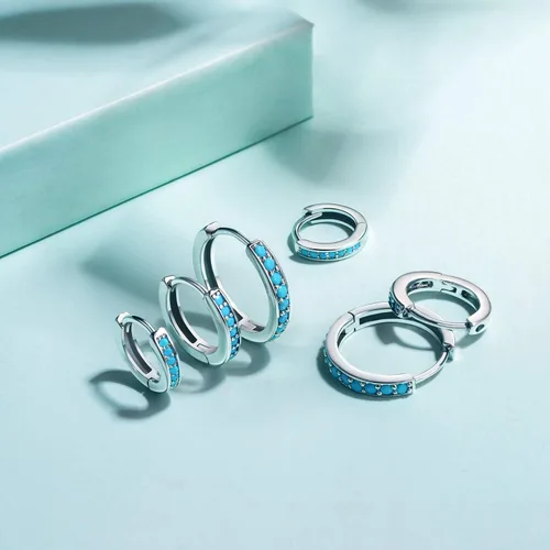Miniatura 5 de NOKMIT 3 pares de mini aretes de aro turquesa para cartílago para mujer, 8100.472 in (turquesacirconia cúbica)