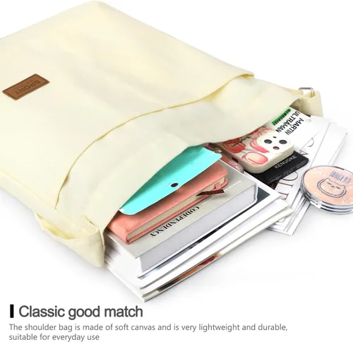 Miniatura 5 de Bolsa de lona duradera con diseño de bolsillo externo, aspecto elegante, correa de hombro ajustable..
