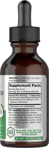 Miniatura 2 de Horbäach Tintura de extracto de raíz de malvavisco 2 onzas líquidas Althaea Officinalis Liquid Sin alcohol Vegetariano, sin OMG y sin gluten