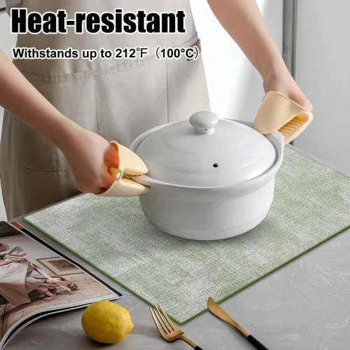 Miniatura 2 de Homaxy Juego de 6 manteles individuales de piel sintética resistentes al calor para mesa de comedor, impermeables, lavables, lavables, manteles