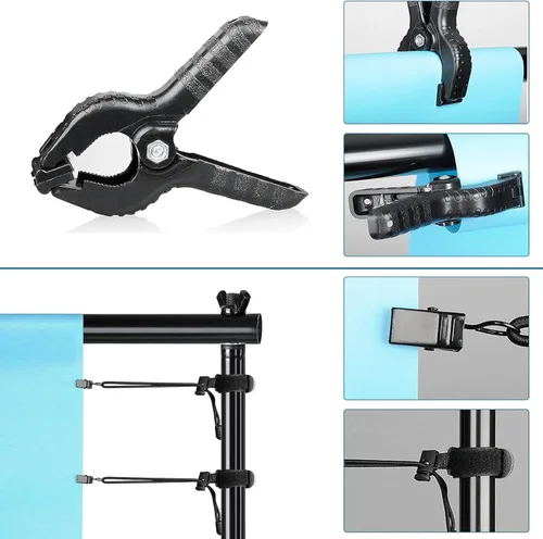 Miniatura 7 de SLOW DOLPHIN Kit de soporte de fondo de fotografía de tubo y drapeado, soporte de fondo ajustable para fotos, 10 x 10 pies, con base de metal