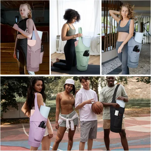 Miniatura 6 de Bolsa para esterilla de yoga sportsnew, bolsa de transporte larga con abertura grande, con bolsillo impermeable para artículos mojados y bolsillo