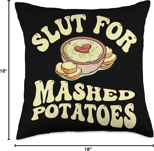 Miniatura 4 de Slut For Mashed Potatoes Seasoning and Chick Funny Gag Gifts - Almohada de 16 x 16 pulgadas, multicolor