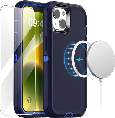 Miniatura 8 de AICase Funda para iPhone 14 (6.1 pulgadas) con protector de pantalla de vidrio, protección contra caídas de alta resistencia, cuerpo completo, a