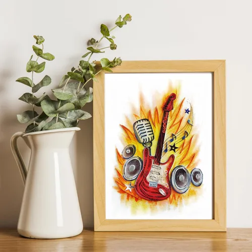 Miniatura 6 de Tarjeta de feliz aniversario con forma de guitarra y nota musical, tarjetas de felicitación de quilling, regalo único para guitarristas
