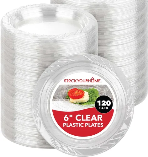 Miniatura 11 de Stock Your Home 240 unidades, platos de plástico transparente de 7 pulgadas, flexibles, platos desechables resistentes para fiestas, para recepción