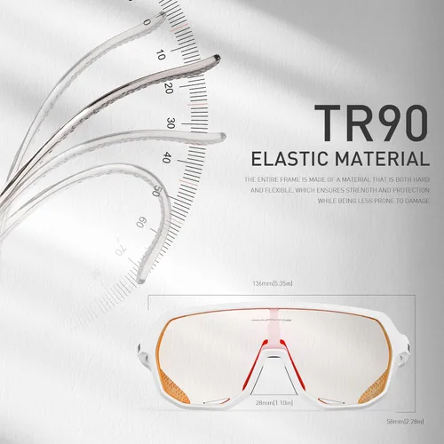 Miniatura 5 de KAPVOE Gafas de ciclismo fotocromáticas para hombres y mujeres, gafas de sol de bicicleta de montaña, gafas deportivas con protección UV Rojo/Blanco
