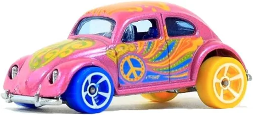 Hot Wheels 2015 HW City Art Cars Búsqueda del tesoro Volkswagen VW Escarabajo Bug Rosa Paz Hippy