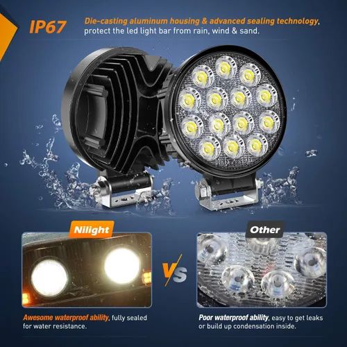 Miniatura 6 de Nilight Cápsulas LED de 4.5 pulgadas, 42 W, 4200 LM, luz de inundación redonda, luces todoterreno, luces antiniebla, techo de conducción, luz de LED