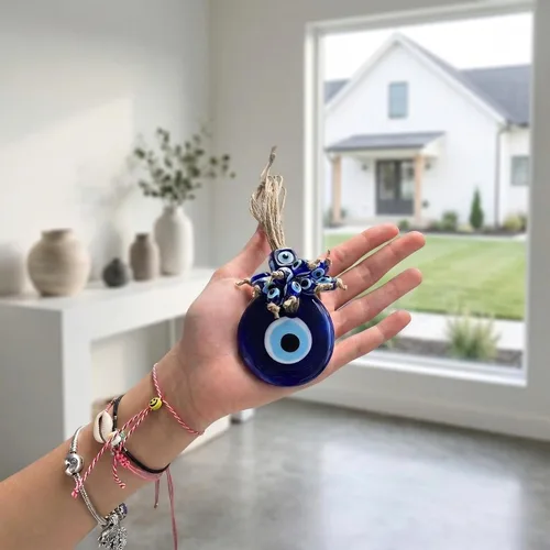Miniatura 4 de Adorno decorativo turco de ojo turco de 2.3 pulgadas, colgante de pared azul de ojo turco para colgar en una caja, decoración de pared con dije de 1
