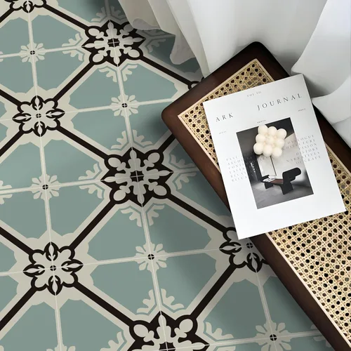 Miniatura 7 de Alwayspon Azulejos de vinilo para despegar y pegar, blanco y negro, 12 unidades x 7.9 in, impermeable, extraíble, antideslizante, tablones de vinilo