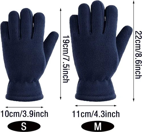 Miniatura 2 de 3 pares de guantes de invierno de forro polar para niños, guantes cálidos de dedos completos para niños, niñas, niños, suministros de actividades al