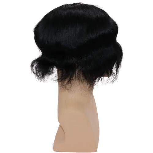 Miniatura 6 de toupee tupé para hombres 0.002 in ultra suave, transparente, piel fina, toda línea capilar natural con bucle en V para hombre, pelucas de sistemas