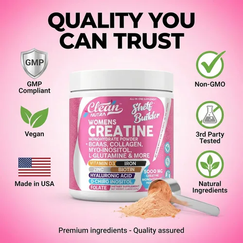 Miniatura 8 de Creatina para Mujeres Monohidrato de Creatina + BCAA Polvo Mio-Inositol Colágeno Biotina Ácido Hialurónico Folato L Glutamina Vitamina D3 Hierro