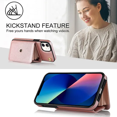Miniatura 4 de Funda para iPhone 13 de 6.1 pulgadas, bolso cruzado con correa de hombro, funda protectora de moda para iPhone 13 (oro rosa)
