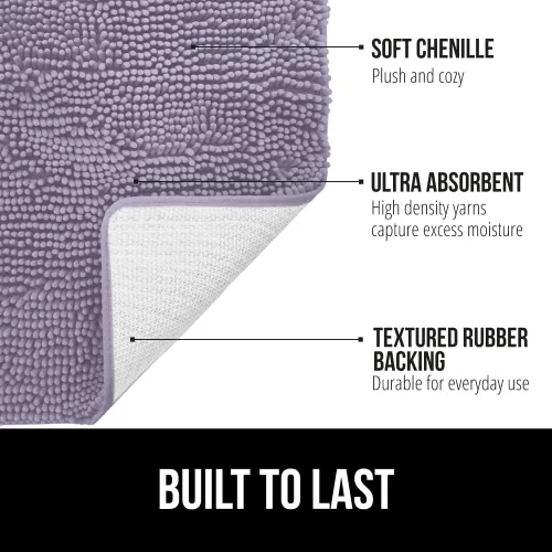 Miniatura 377 de Gorilla Grip - Tapete de baño de felpilla gruesa, suave y absorbente, secado rápido, de microfibra, con reverso de caucho, para piso de ducha, Nube