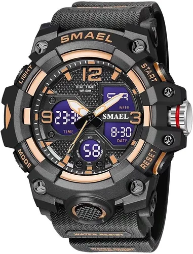 Miniatura 8 de SMAEL Reloj de pulsera militar para hombre, resistente al agua, para exteriores, deportivo, con fecha, multifunción, LED, con alarma y cronómetro