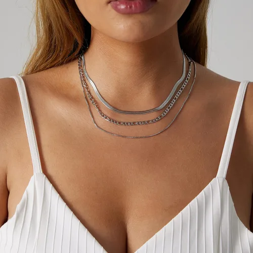 Miniatura 78 de Collares en capas para mujer, chapados en plata, delicada cuerda torcida de serpiente, delicado collar en capas, gargantilla de diferentes