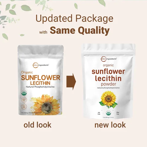 Miniatura 3 de Micro Ingredients Polvo de Lecitina de Girasol Orgánico, 1 Libra, Cultivado de Manera Sostenible, Prensado en Frío, Rico en Fosfatidilcolina
