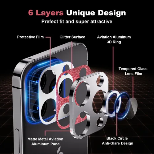 Miniatura 3 de Protector de lente de cámara para iPhone 15 Pro/iPhone 15 Pro Max, [protección contra caídas y cobertura completa] Protector de pantalla de vidrio