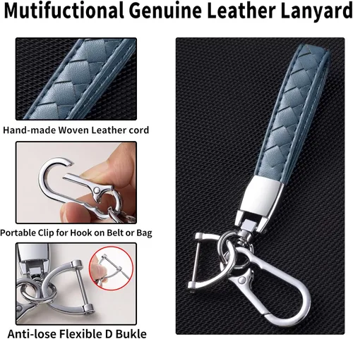 Miniatura 5 de Compatible con funda para llavero Ford con cordón de cuero, funda protectora para llave de automóvil Ford Explorer Fusion Escape F150 F250 F350 F450
