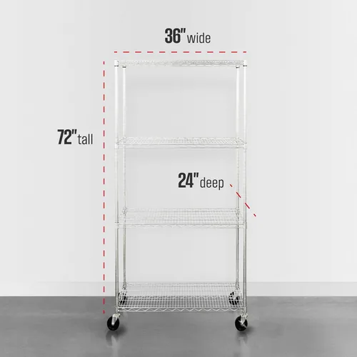 Miniatura 3 de SafeRacks - Estantes de almacenamiento certificados NSF, zinc, unidad de alambre de acero resistente con ruedas y patas ajustables, estante