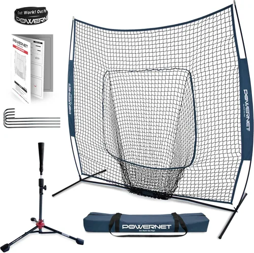 Miniatura 17 de PowerNet Baseball Softball Practice Net 7x7 with Baseball Accessories for Practice Pitching, Batting & Fielding, Ball Caddy, Weighted Baseballs, Tee