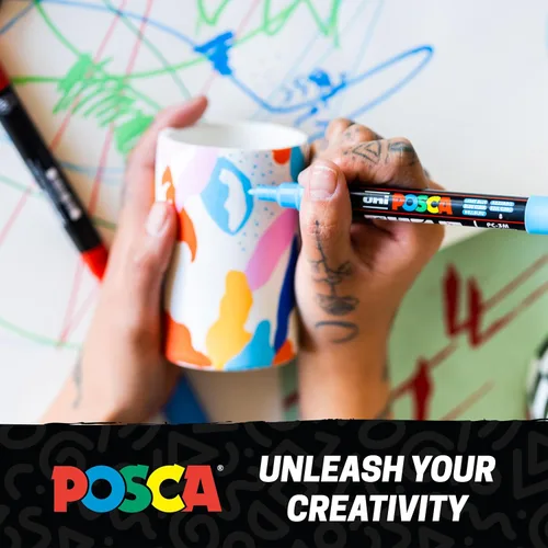Miniatura 7 de Rotuladores de pintura a base de agua uni POSCA PC-3M, punta fina reversible (0.9-1.3mm), colores surtidos, paquete de 16