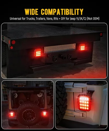 Miniatura 7 de Partsam 2 luces universales de 16 LED de parada trasera, señal de giro de reserva de freno inverso, luces de marcador de liquidación rojo/blanco