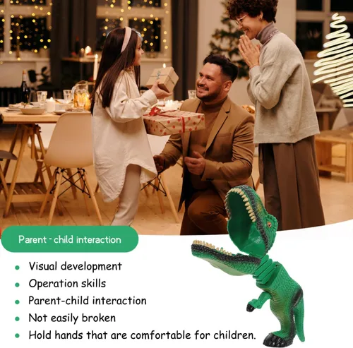 Miniatura 2 de Juguete agarrador de dinosaurios para niños, mordedores de mano de dinosaurio con pequeñas figuras de dinosaurios con resorte, juguete de marionetas