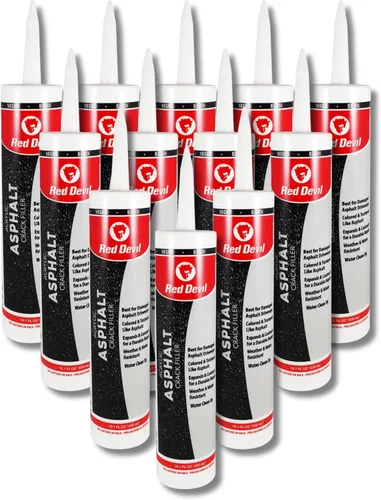 Miniatura 5 de Red Devil 0637 Sellador de relleno de grietas de asfalto, sellador acrílico negro para grietas y juntas, forma un sello resistente al agua, 10.1