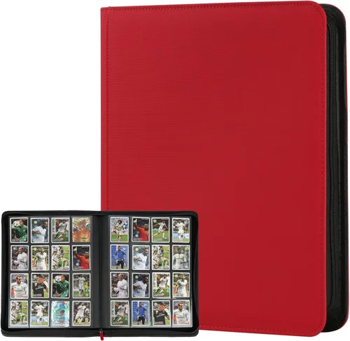 Miniatura 27 de GERMUN Carpeta de tarjetas de poliuretano, 16 bolsillos, carpetas de soporte premium para más de 1000 tarjetas, álbum de bolsillo de doble cara