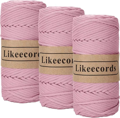 Miniatura 26 de Likeecords Cordón de macramé trenzado de poliéster de 0.157 in, 140 yardas/426 pies, hilo elástico para bolsa de ganchillo para manualidades, Verde