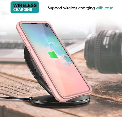 Miniatura 7 de SURITCH Funda para Samsung Galaxy S10e, 【Protector de pantalla integrado】【Compatible con carga inalámbrica】Cubierta trasera resistente híbrida Oro