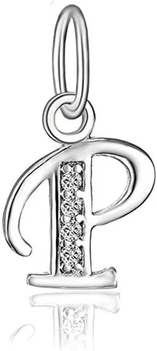 Miniatura 18 de Adabele Auténtica plata de ley brillante A-Z 26 letras pequeñas del alfabeto con circonita cúbica, colgante de diamantes de imitación resistente al
