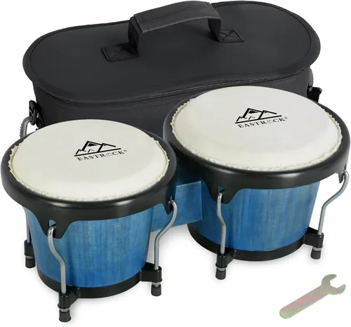 Miniatura 10 de EASTROCK Juego de tambor Bongo de 6 y 7 pulgadas para principiantes, estudiantes, adultos, profesionales, cabezas de piel de animales naturales