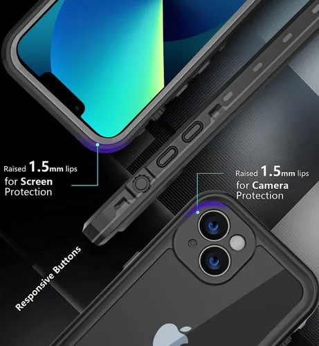 Miniatura 6 de Funda impermeable diseñada para iPhone 13 Mini, funda de cuerpo completo con protector de pantalla y protector de lente de cámara, a prueba