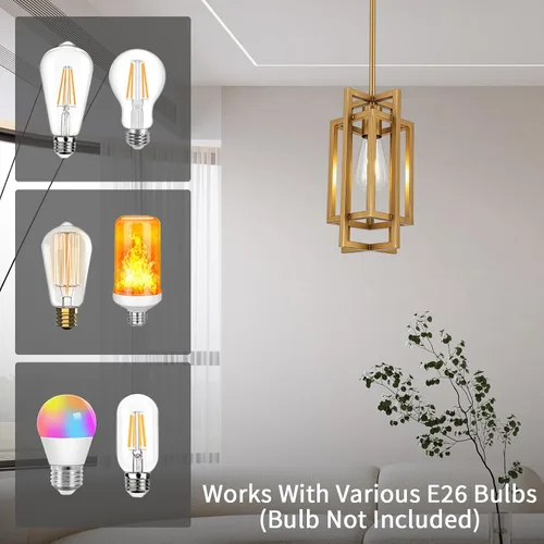 Miniatura 6 de Lámparas colgantes de granja, modernas luces colgantes doradas de 59 pulgadas, ajustable, pequeña, cuadrada, colgante de techo, para cocina, isla, 1