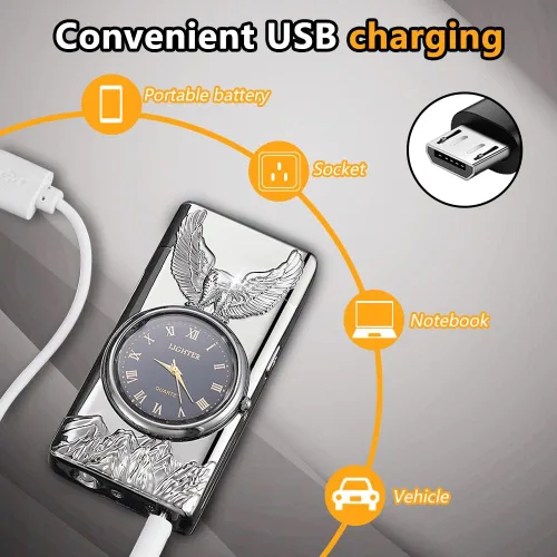 Miniatura 3 de Encendedor Reloj, Encendedor Eléctrico, Encendedor de Plasma de Doble Arco, Encendedor USB Recargable con Pantalla de Batería, Encendedor Genial