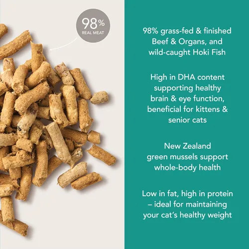 Miniatura 3 de Alimento para gatos seco de alta proteína de Feline Natural, dieta liofilizada con 98% de carne, órganos y mariscos, sin guisantes, granos
